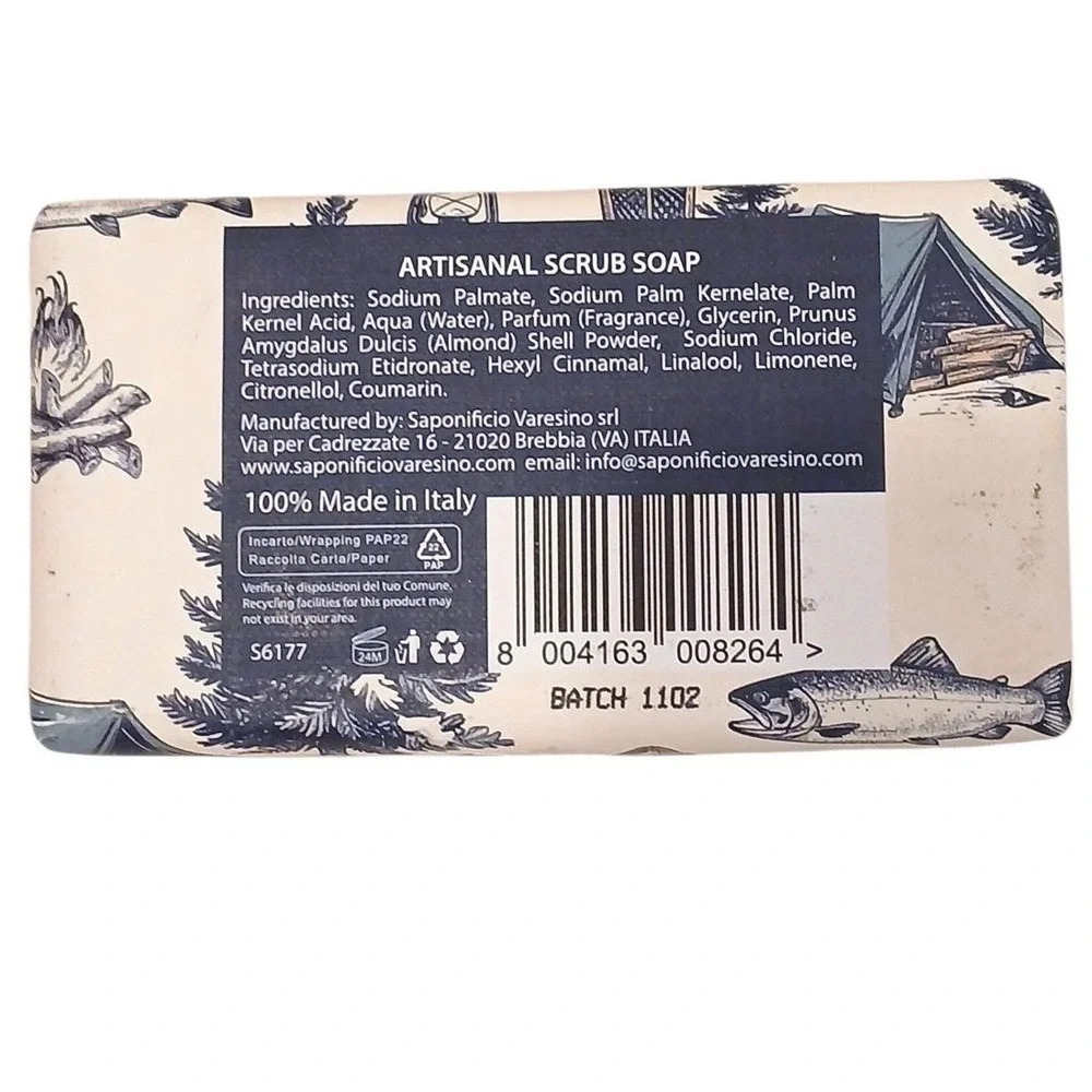 Italian CEDARWOOD Mens Bar Scrub Soap Luxury Triple Milled Body Hands Masculine